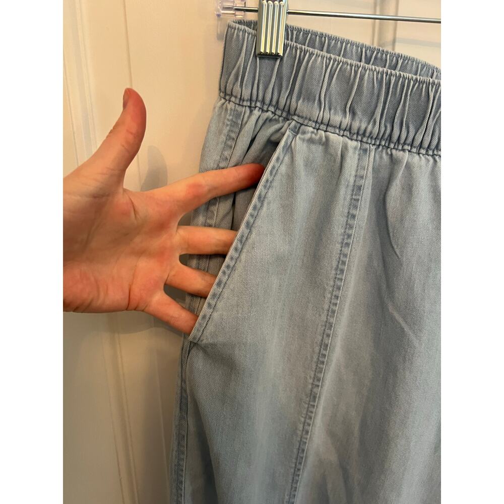 NEW Loft Breezy Wide Leg Crop Pants Chambray Blue 100% Cotton Pull On Women's S - Picture 7 of 14